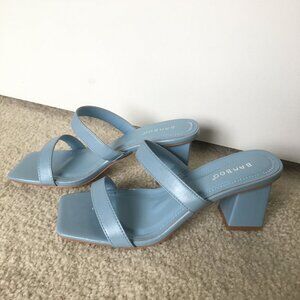 Baby blue block heels mules sandals - size 8